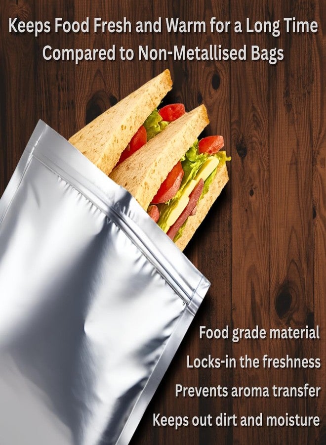GREENTWISH Zip 'N' Seal Metallised Silver Zip Lock Bags, Reusable Sandwich and Food Storage Bag, Airtight Foil Pouch with Zipper, Freezer Safe, Polyethylene | Size: Small (7x8 Inch) | 15 Bags - Image 5